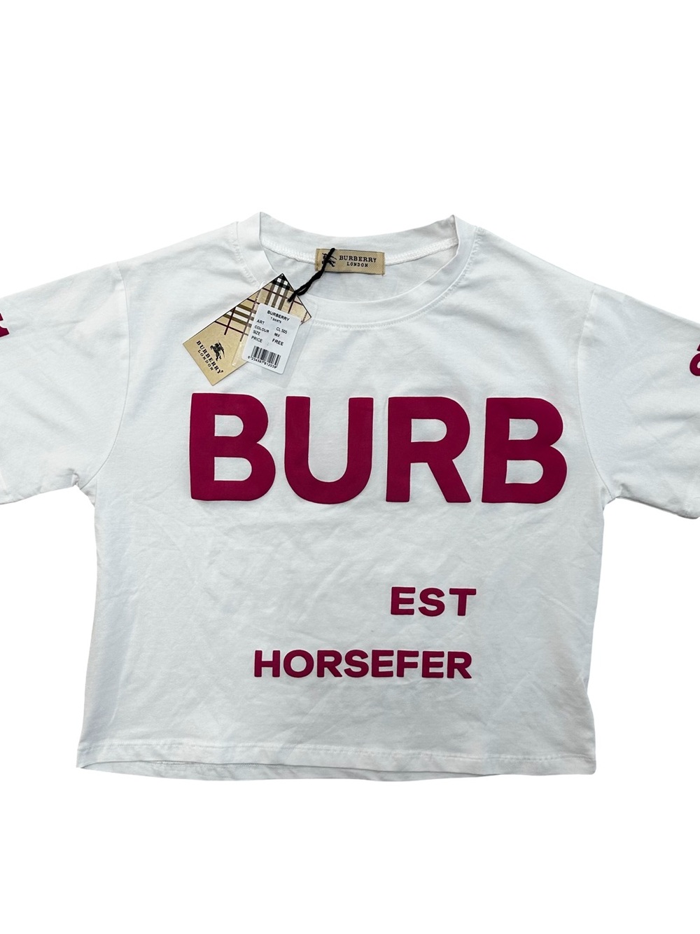 Burberry LondonWhite Horseferry Graphic Cropped T-Shirt